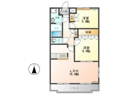 ルミエール・エス(2LDK/2階)の間取り写真