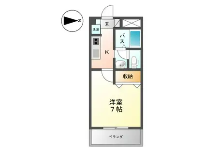 ラピスメドゥー(1K/1階)の間取り写真