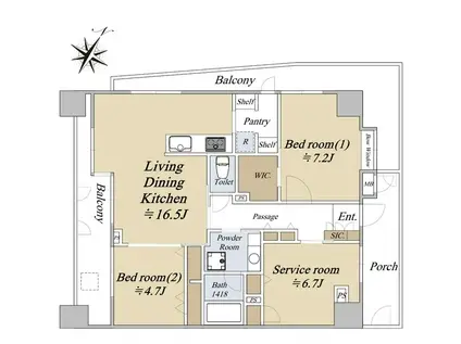 マイキャッスル中目黒III(2SLDK/12階)の間取り写真