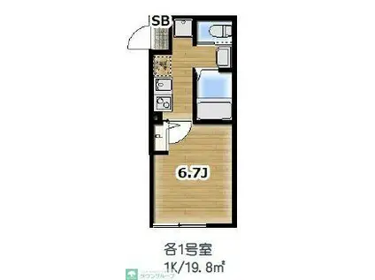 AMBITION岩槻加倉(1K/3階)の間取り写真