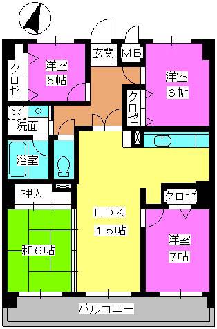 ロマネスク寺塚ルネッサンス(4LDK/3階)の間取り写真
