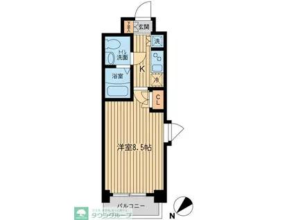ライジングプレイス船橋宮本(1K/4階)の間取り写真