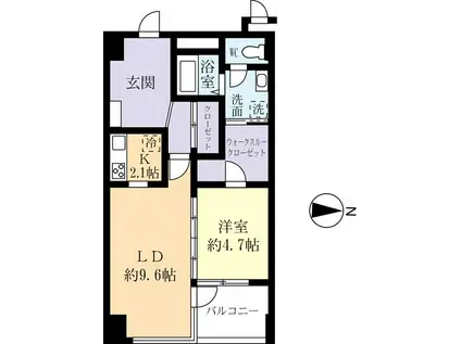 つくばエクスプレス 研究学園駅 徒歩4分 9階建 築17年(1LDK/4階)の間取り写真