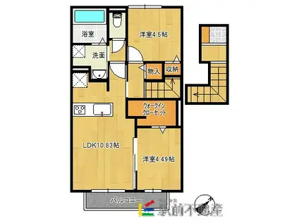 ルージュ吉野ヶ里(2LDK/2階)の間取り写真