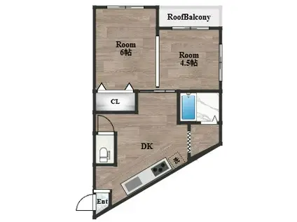 本町ビル(2DK/3階)の間取り写真