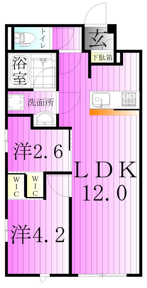 プロスタイルウェルス堀切菖蒲園(2LDK/2階)の間取り写真