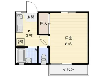 津フォーブルIII(1K/2階)の間取り写真