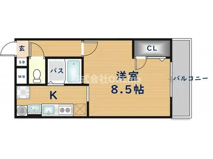 アバンセ八戸ノ里(1K/4階)の間取り写真