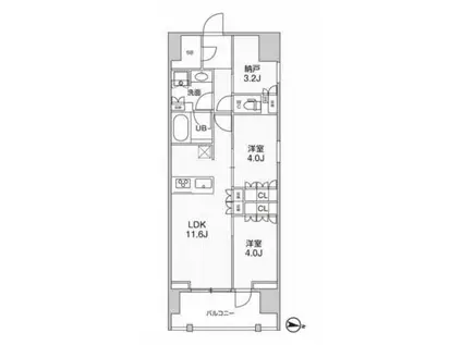シーズンフラッツ押上フィオーレ(2SLDK/2階)の間取り写真