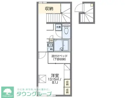 レオパレスサンライズヒル花見川(1K/2階)の間取り写真