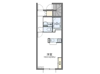 タウンコート中央(ワンルーム/1階)の間取り写真