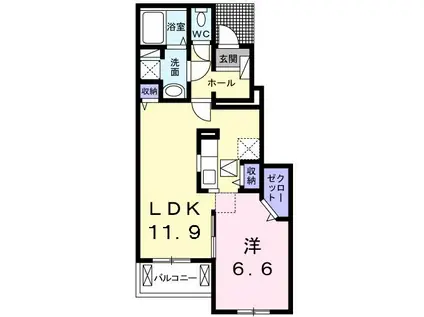 ハイグレースII(1LDK/1階)の間取り写真