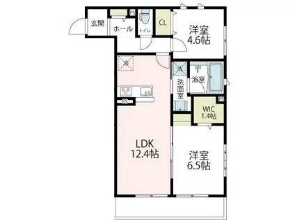 ヴァローレⅢ(2LDK/1階)の間取り写真