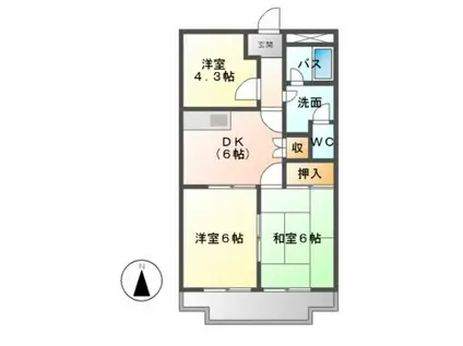 ダイヤマンションC(3DK/2階)の間取り写真
