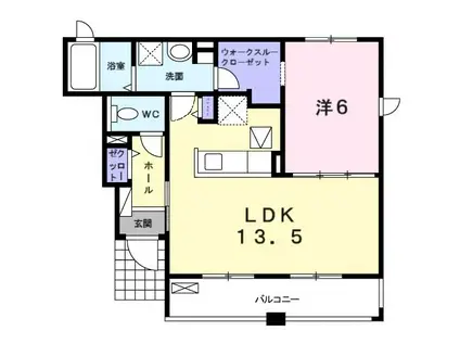 スカイライン(1LDK/1階)の間取り写真