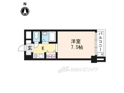 ウエストヒルズ(ワンルーム/2階)の間取り写真