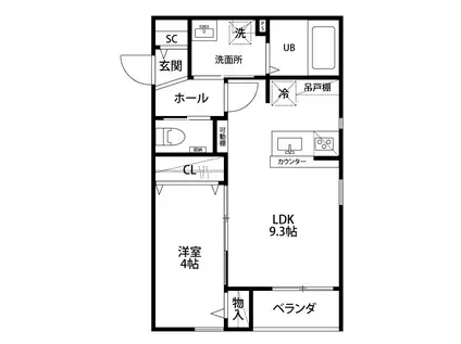 ガロンヌ上所上(1LDK/2階)の間取り写真