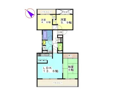 ハイツ東戸塚2 B棟(3LDK/2階)の間取り写真