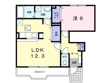 アルカン シェル A(1LDK/1階)の間取り写真