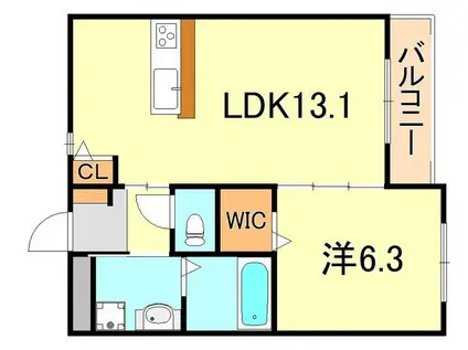 プライア貴崎(1LDK/1階)の間取り写真