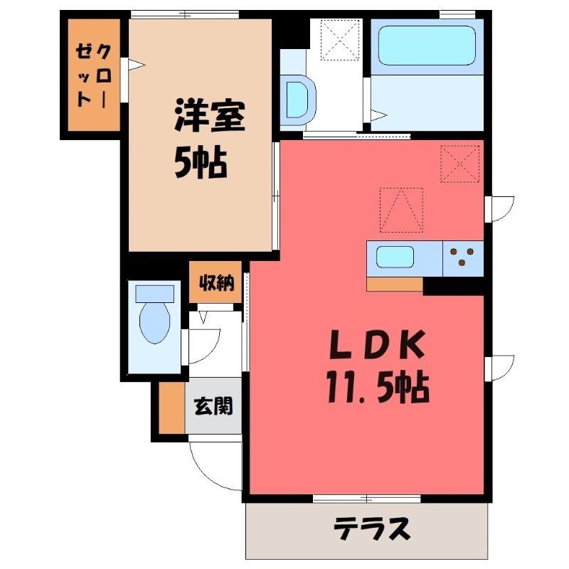 ALOUETTE(1LDK/1階)の間取り写真