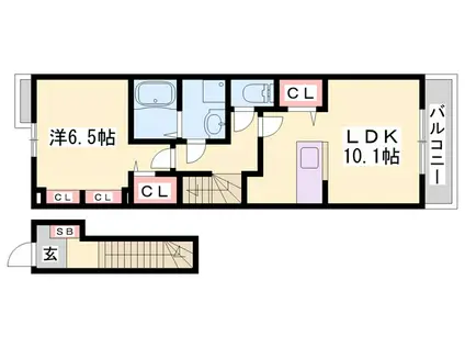 アネモスヒルズ姫路II(1LDK/2階)の間取り写真