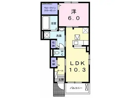 コートリバー II(1LDK/1階)の間取り写真