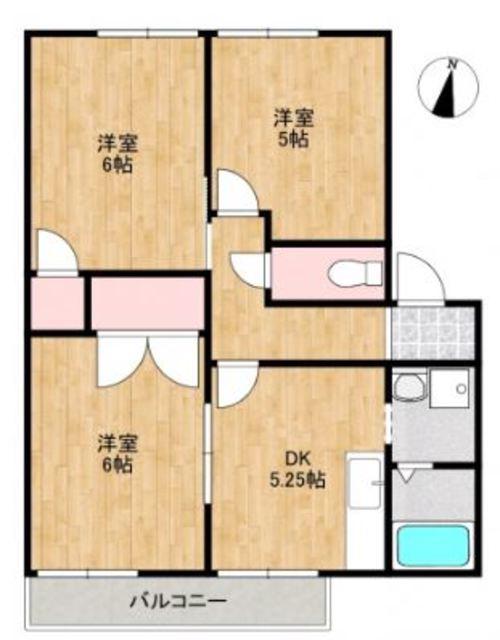 レジデンス今井A棟(3DK/2階)の間取り写真