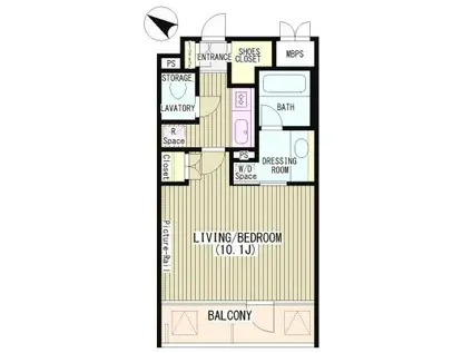 セシーズ新百合丘(ワンルーム/1階)の間取り写真