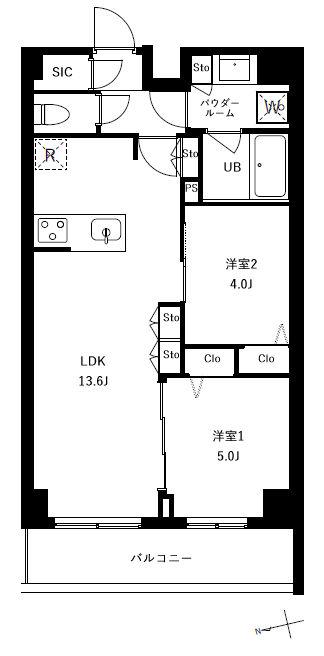 アーバンパーク船堀II(2LDK/4階)の間取り写真