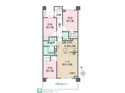 ザ・パークハウス上石神井レジデンス(3LDK/2階)の間取り写真