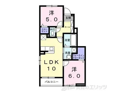 アドヴァンス(1LDK/1階)の間取り写真