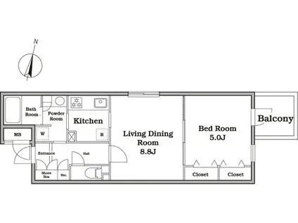 レジディア西新宿II(1LDK/1階)の間取り写真