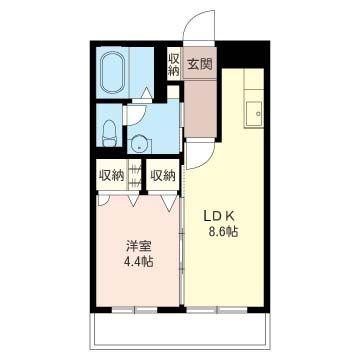ヴィクトワール(1LDK/2階)の間取り写真