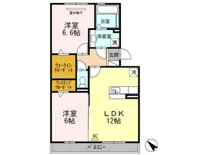 スプリングフィールドA棟(2LDK/1階)の間取り写真