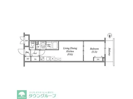 プライムガーデン若木(1LDK/2階)の間取り写真