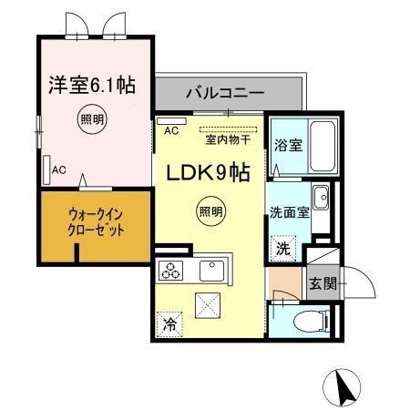 アパッショナート東浜(1LDK/1階)の間取り写真