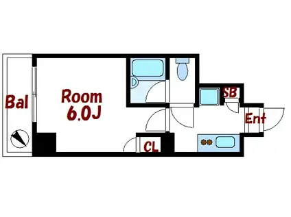 ローレル新町(1K/2階)の間取り写真