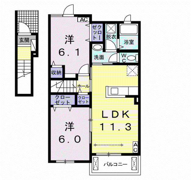 エバーロング(2LDK/2階)の間取り写真