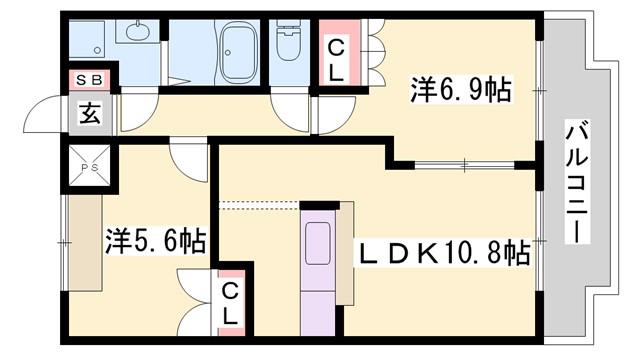 ストークコーポ大津茂(2LDK/2階)の間取り写真