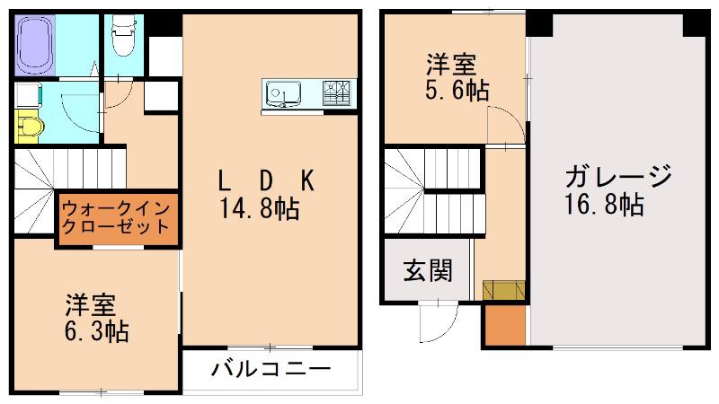 ラグナ・セカGARAGE02(2LDK/1階)の間取り写真