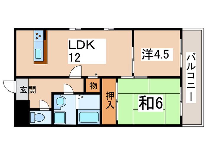 デルニエアン(2LDK/2階)の間取り写真