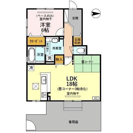 FANTASY(1LDK/1階)の間取り写真