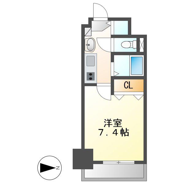 プレサンス名古屋駅前グランヴィル(1K/2階)の間取り写真
