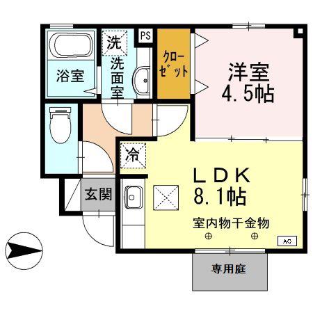 アインスコート(1LDK/1階)の間取り写真