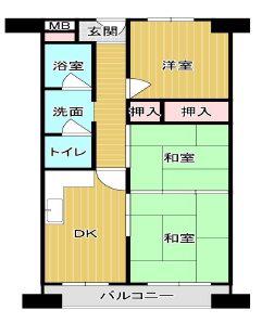 朝日プラザ八尾(3DK/5階)の間取り写真