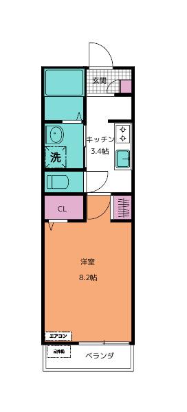 SEIWAレジデンス(1K/2階)の間取り写真