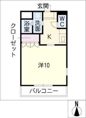サンハイムM&H(1K/1階)の間取り写真