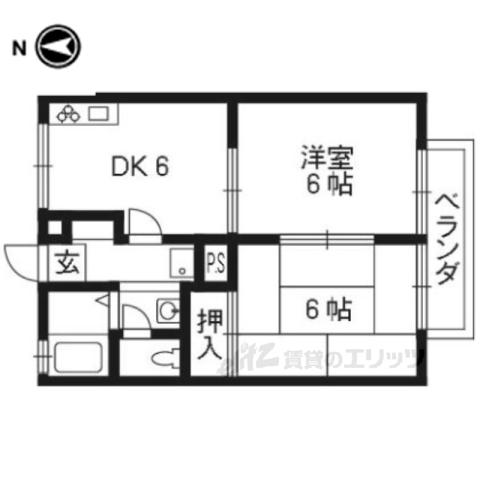 グランシャリオE棟(2DK/2階)の間取り写真