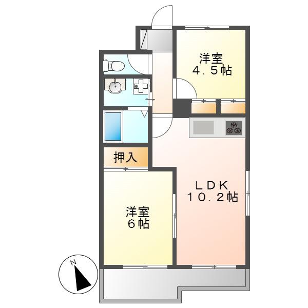 グランドール大幸II(2LDK/3階)の間取り写真
